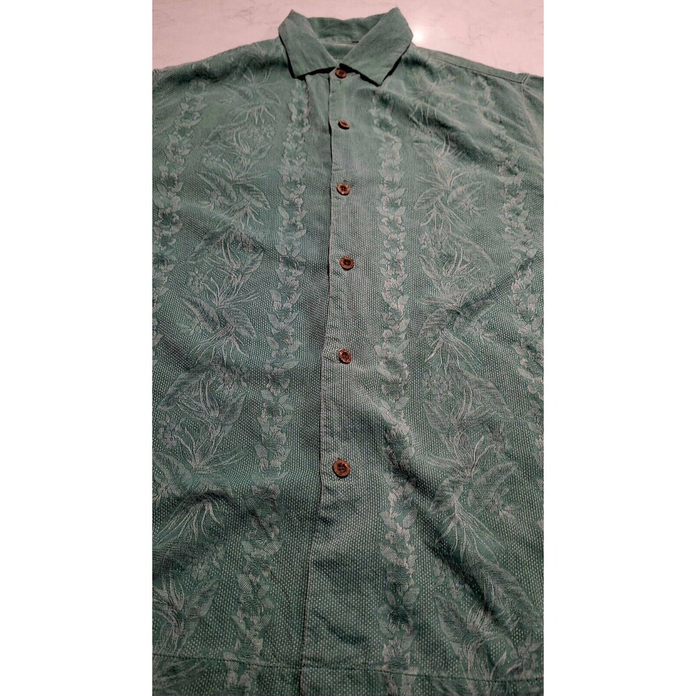 Tommy Bahama Relax 100% Silk Mint Green Hibiscus Floral Hawaiian Tropical M NWOT - Picture 11 of 16